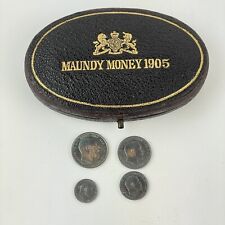 Cased Great Britain Edward VII 1905 Maundy Coin Set 1p 2p 3p & 4p Silver