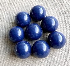 LAST 8 Shiny Navy Blue Round Ball Buttons, Shank, 12mm, Matching Set