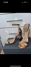 Missguided Rose Gold Chrome With Ankle Strap High Chunky Heel, Size 5.