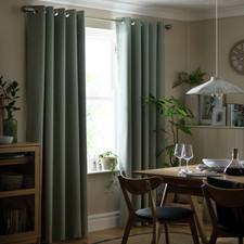 2 Panel Plain Blackout Eyelet Curtain Sage Green 168x229cm Polycotton Habitat