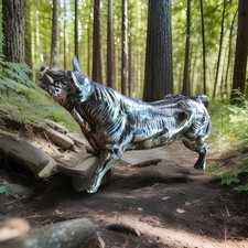 A Cast Metal Figure of A Bull with Horns In Remarkable Condition