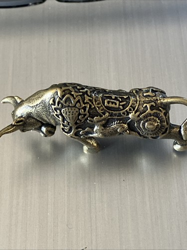 Mini brass bull fob - bull, or