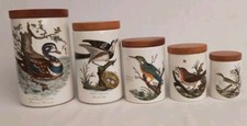 Vintage Set of 5 Portmeirion Birds of Britain Storage Container Canister Jars