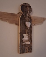 Primitive ANGEL Wood Wall Art Hanging/lean Home Decor Inside Or Outdoors New
