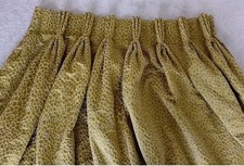Huge Curtains Green Gold Bespoke Made Heavy Interlined Pinch Pleat L 80" & W104"