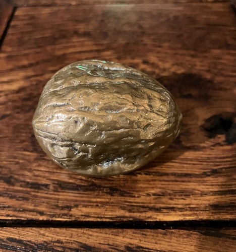 Brass walnut paperweight - brass, paperweight,
