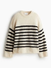 H&M Edition Mohair Blend Oversized Stripe Jumper, Size XS RRP £64.99 CURR SEASON