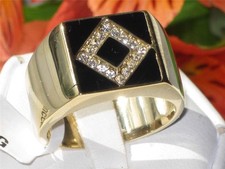 Mens gold ring signet pink
