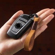 Genuine Leather Keychain Cowhide Weave Lanyard Keyring Car Key Holder Keyring