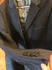 Mens Holland Esquire Blue Herringbone  Linen Blazer Jacket, 46-48 L Summer New