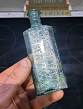 Peaces Infant Preserve Bottle Victorian Aqua Glass 1910