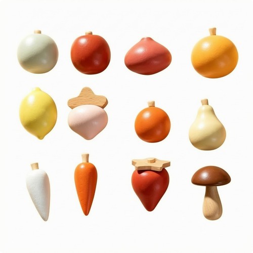 Pieces wooden play food set - pieces,