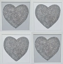 Set of 4 White / Light Grey &