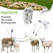 2L Electric Milking Machine Cow Sheep Milker Bucket Kit Portable 2 Head 5 Gears