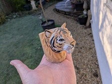 Vintage Hand Carved Tiger Head