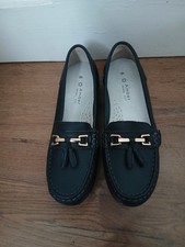 Ladies Blue Shoesr Loafers  Leather Wide Fit Size UK 6  EU 39