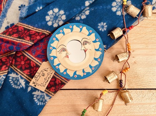 Wooden celestial moon mirror - celestial,