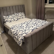 WINGED LUXURY PLUSH VELVET UPHOLSTERED BED FRAME including mattress - MADE IN UK