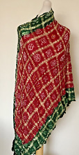 New Pure gaji silk two tone red and green checks bandhani bandhej navratri garba