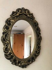 Medium Size Vintage Gilt Ornate Wall Hanging Mirror Frame Cherubs & Crown Mirror