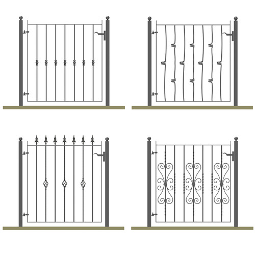 Metal gates with posts iron - with,