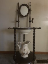 Antique Wooden Washstand with