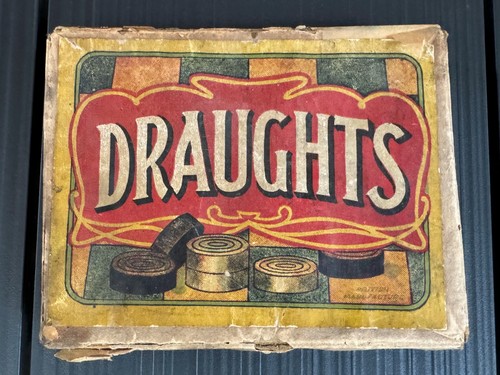 Vintage wooden draughts - wooden,