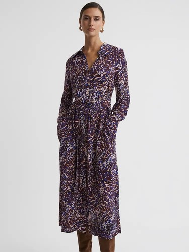 Animal print midi dress - print, in