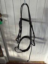 Full Size Sabre English Leather Snaffle Dressage Bridle - Brown Padded