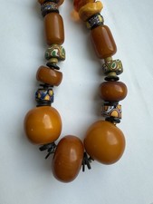 Butterscotch Bakelite And Amber/copal Trade Bead Venetian Necklace - 32g