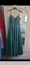A-line V Neck Satin Floor-Length Prom Dress With Sequins Pockets Lace Beading