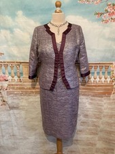 Dress 16 & Bolero Jacket 18 Silver Wedding Suit Occasion Races Outfit rrp £260