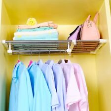 Extendable Closet Shelf Rod Clothes Hanger Organizer Heavy Duty Metal 45-70CM UK