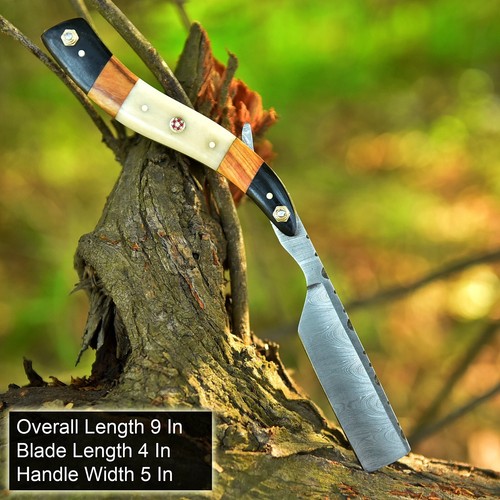 Damascus steel straight razor - straight,