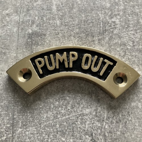 Brass curved pump out sign - brass,