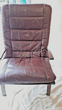 1970s Danish Ingmar Relling brown leather armchair 