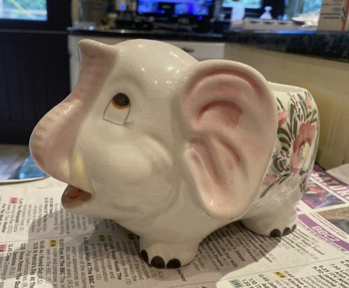 Ceramic elephant planter white - ceramic,