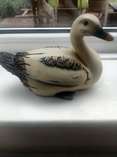 Faux wood resin duck - duck, figurine