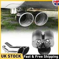 Universal Double Twin Exhaust Tip Trim Pipe Tail Muffler Chrome Stainless Steel