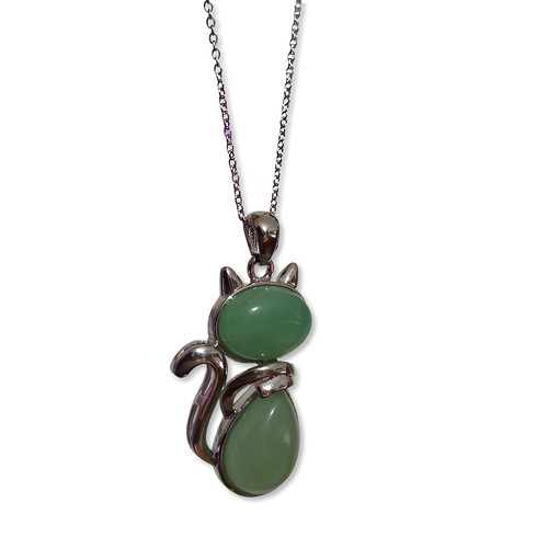 Cat pendant jade crystal - pendant,