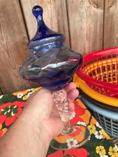 VINTAGE EMPOLI RETRO APOTHECARY BON BON BLUE GLASS MID CENTURY JAR