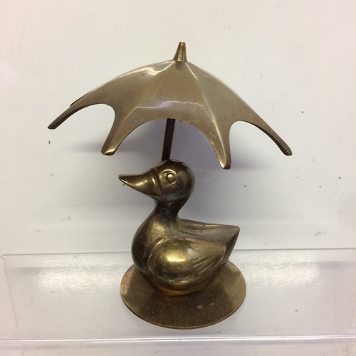 Brass duck with umbrella - umbrella,