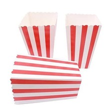 50 Pcs Popcorn Bags, Small Popcorn Cartons Striped Paper Popcorn Boxes