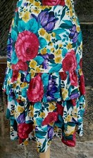 Vintage 1980s Floral Rara Tiered Skirt .. UK 8