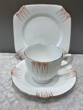 Antique English Bone China Art deco design  tea set trio cup saucer& plate vgc