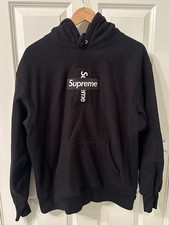 Supreme Cross Box Logo Hoodie Sweatshirt Black (Size Medium)