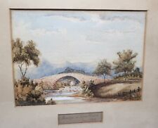 Bridge of Glen Muick Scottish Watercolour June 1853 Glazed Framed 33 x 27cm 