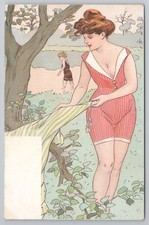 Woman Changing on Beach Red