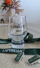 2019 Laphroaig Official Whisky Glass, Lanyard, Dram Clips: Distillery Tour Merch
