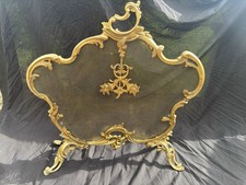 French Rococo Fireplace Spark Guard Antique Bronze Fire Screen Cherubs Fireplace